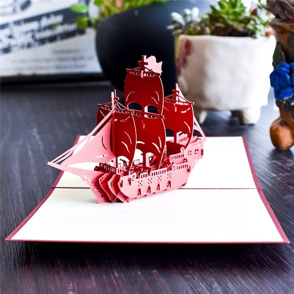 3D Pop Up Cards Birthday Train Plain Sailboat Bike Guitar