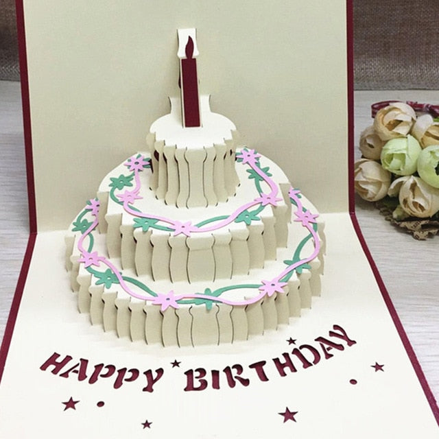 Birthday Love Postcard Greeting 3D Pop Up Cards
