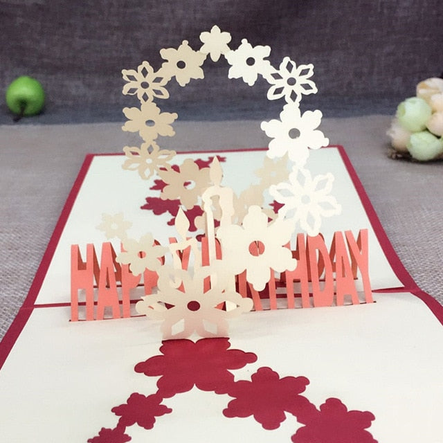 Birthday Love Postcard Greeting 3D Pop Up Cards