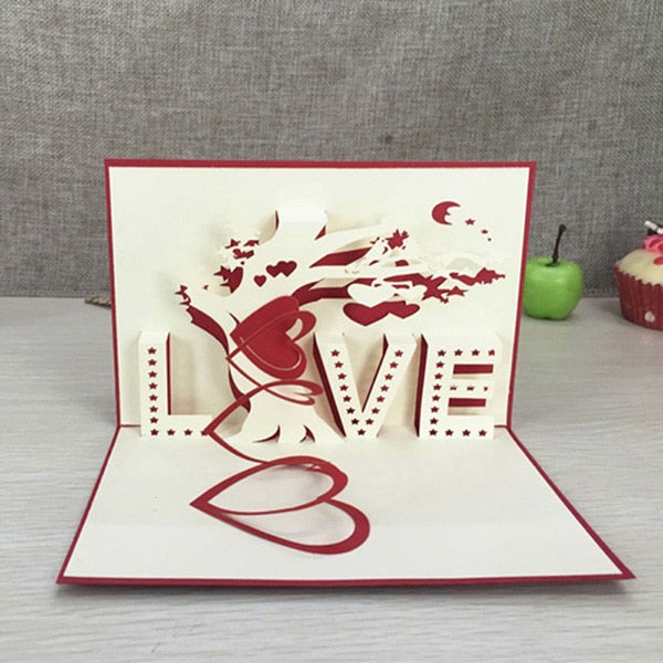 Birthday Love Postcard Greeting 3D Pop Up Cards