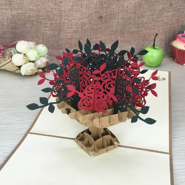 Birthday Love Postcard Greeting 3D Pop Up Cards
