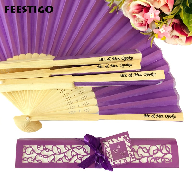30pcs Personalized Folded Hand Silk Fans