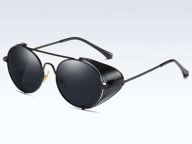 Gothic Steampunk Side Shield Round Sunglasses
