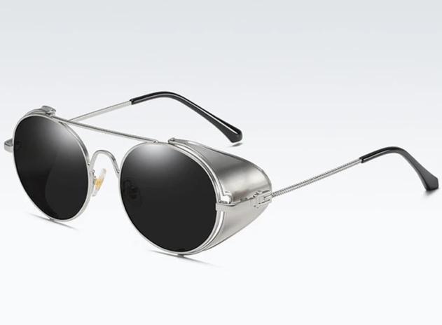 Gothic Steampunk Side Shield Round Sunglasses