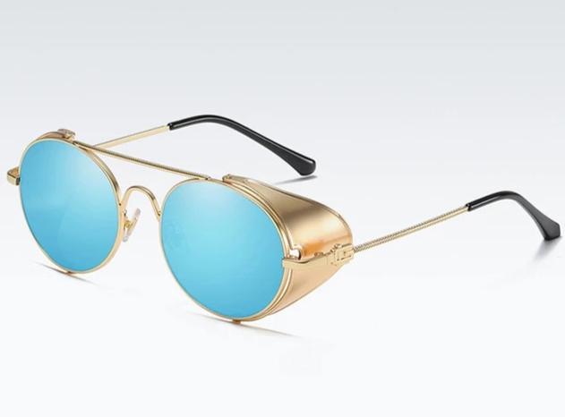 Gothic Steampunk Side Shield Round Sunglasses