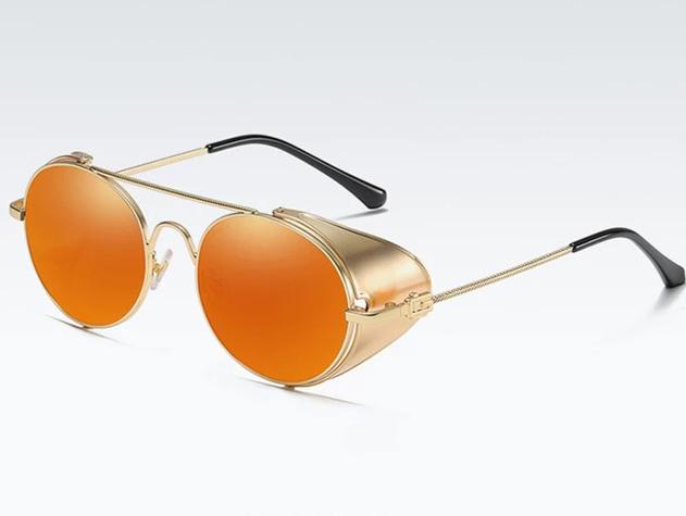 Gothic Steampunk Side Shield Round Sunglasses