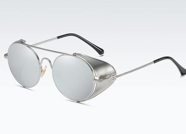 Gothic Steampunk Side Shield Round Sunglasses