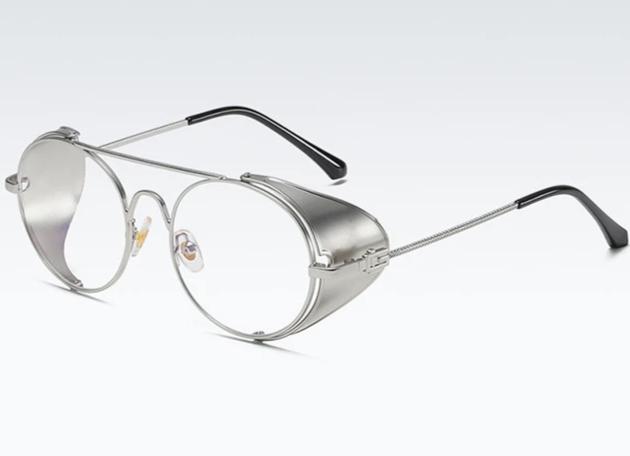 Gothic Steampunk Side Shield Round Sunglasses