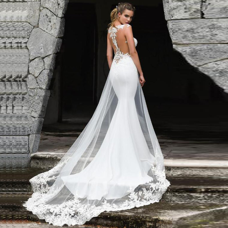 Mermaid Wedding Dress Lace Appliques