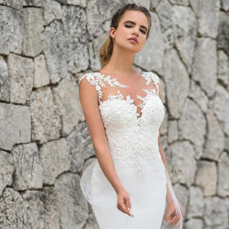 Mermaid Wedding Dress Lace Appliques