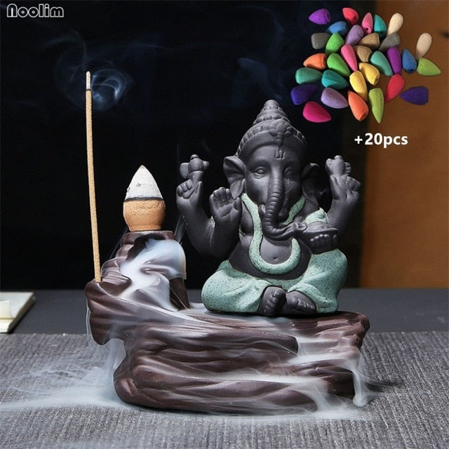Ceramic Elephant Incense Burner Decor