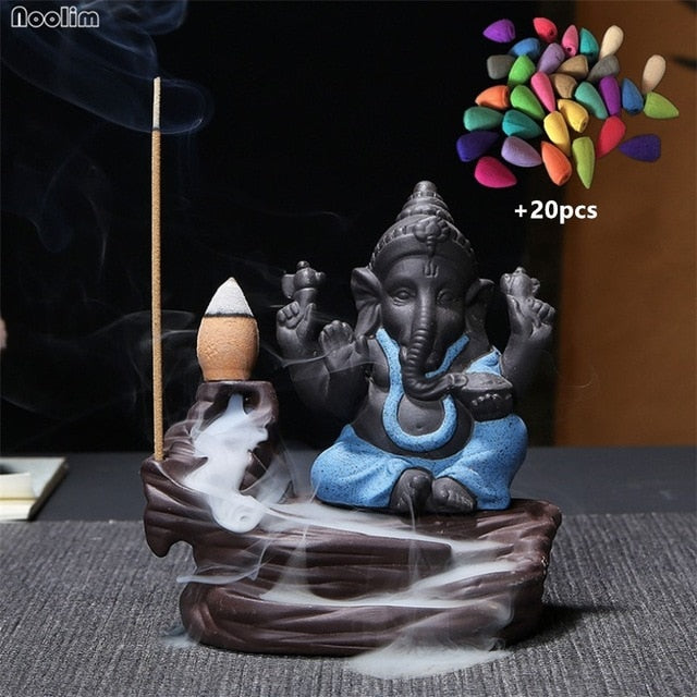 Ceramic Elephant Incense Burner Decor