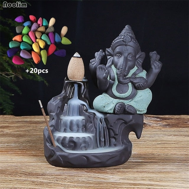 Ceramic Elephant Incense Burner Decor