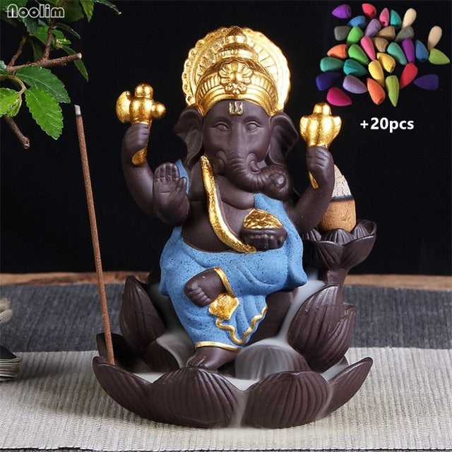 Ceramic Elephant Incense Burner Decor
