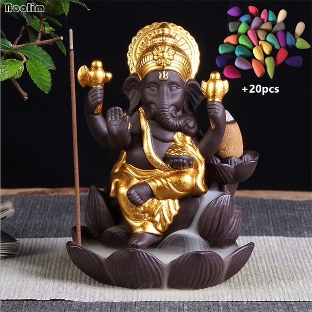 Ceramic Elephant Incense Burner Decor