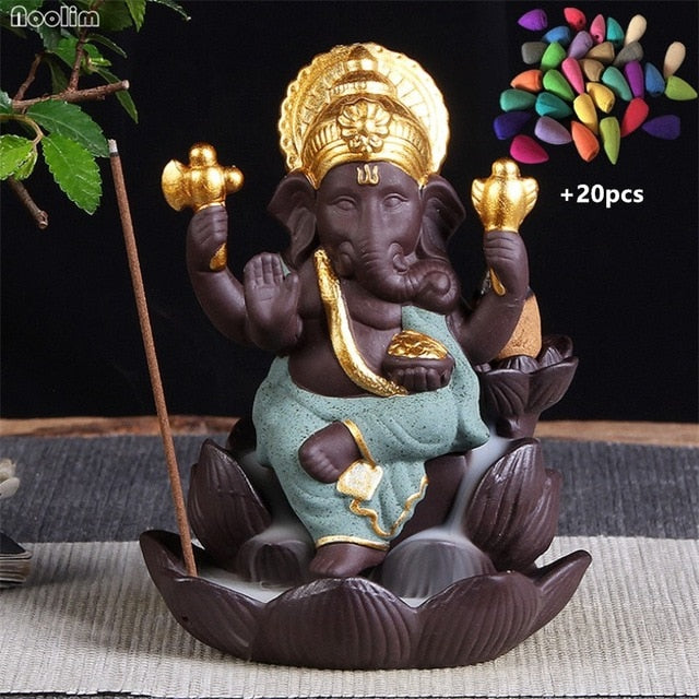 Ceramic Elephant Incense Burner Decor