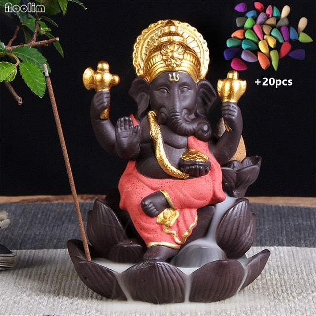 Ceramic Elephant Incense Burner Decor