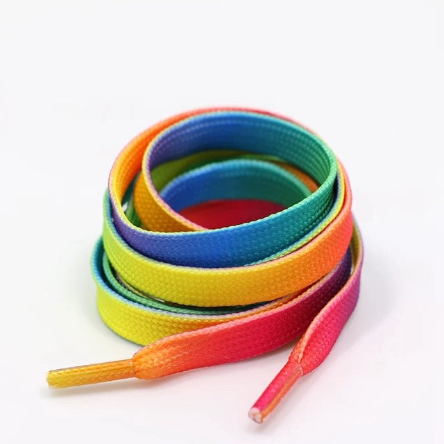 Rainbow Shoe Laces Gradient Print Flat Canvas Shoestring