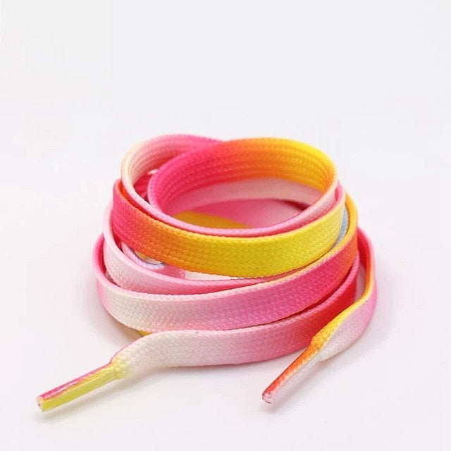 Rainbow Shoe Laces Gradient Print Flat Canvas Shoestring