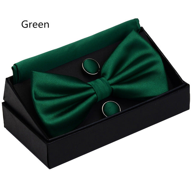 Double Fold Bowties Hanky Cufflinks Gift
