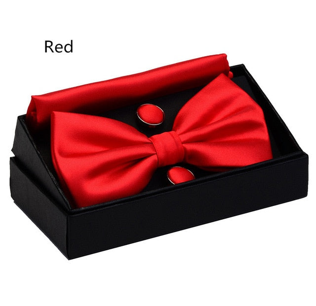 Double Fold Bowties Hanky Cufflinks Gift