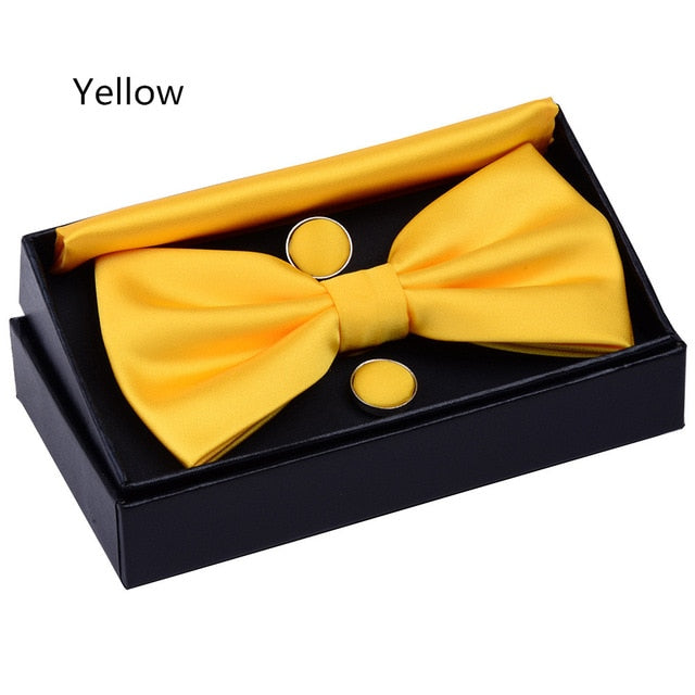 Double Fold Bowties Hanky Cufflinks Gift