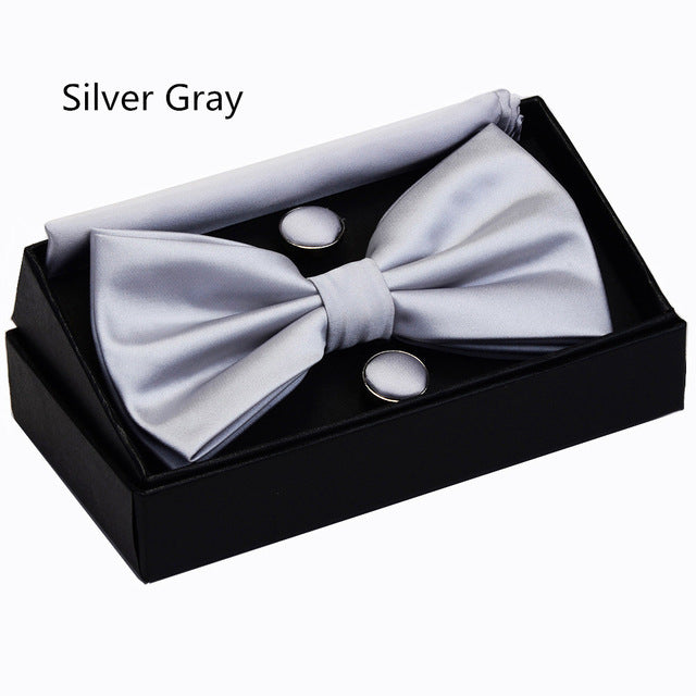 Double Fold Bowties Hanky Cufflinks Gift