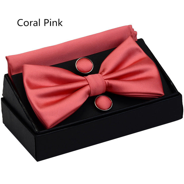 Double Fold Bowties Hanky Cufflinks Gift