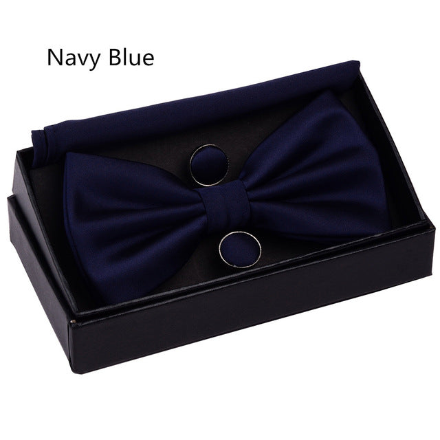 Double Fold Bowties Hanky Cufflinks Gift