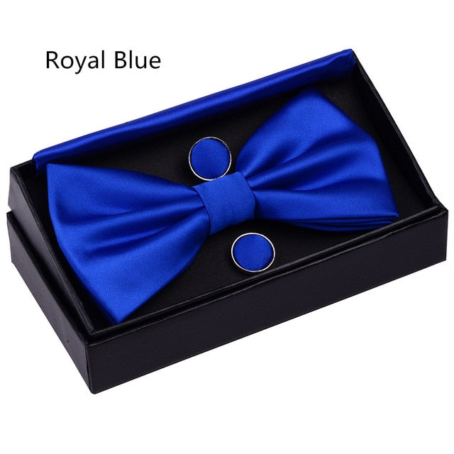 Double Fold Bowties Hanky Cufflinks Gift