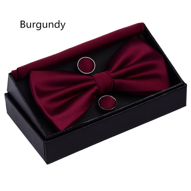 Double Fold Bowties Hanky Cufflinks Gift