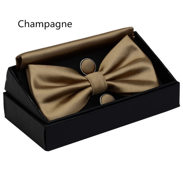 Double Fold Bowties Hanky Cufflinks Gift