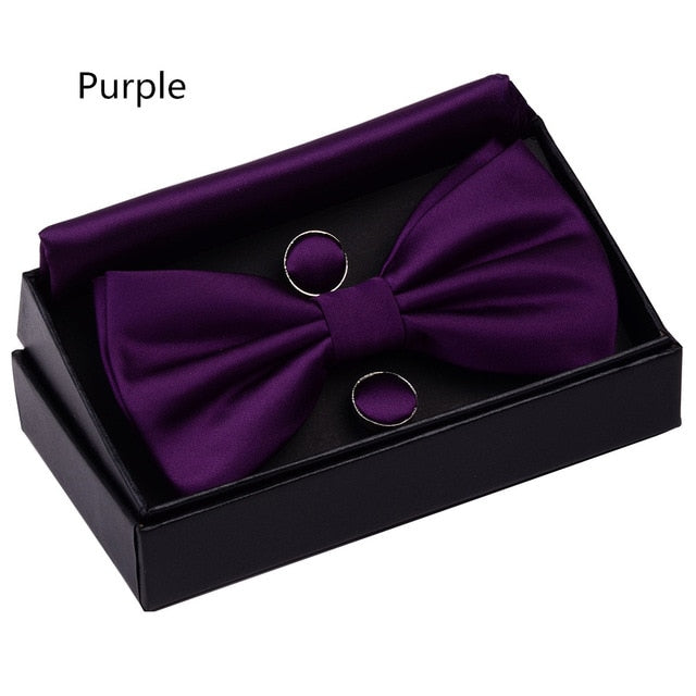 Double Fold Bowties Hanky Cufflinks Gift