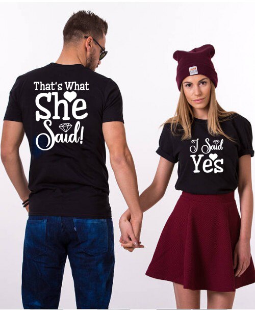 I Said Yes Engagement Matching Couple Tshirt