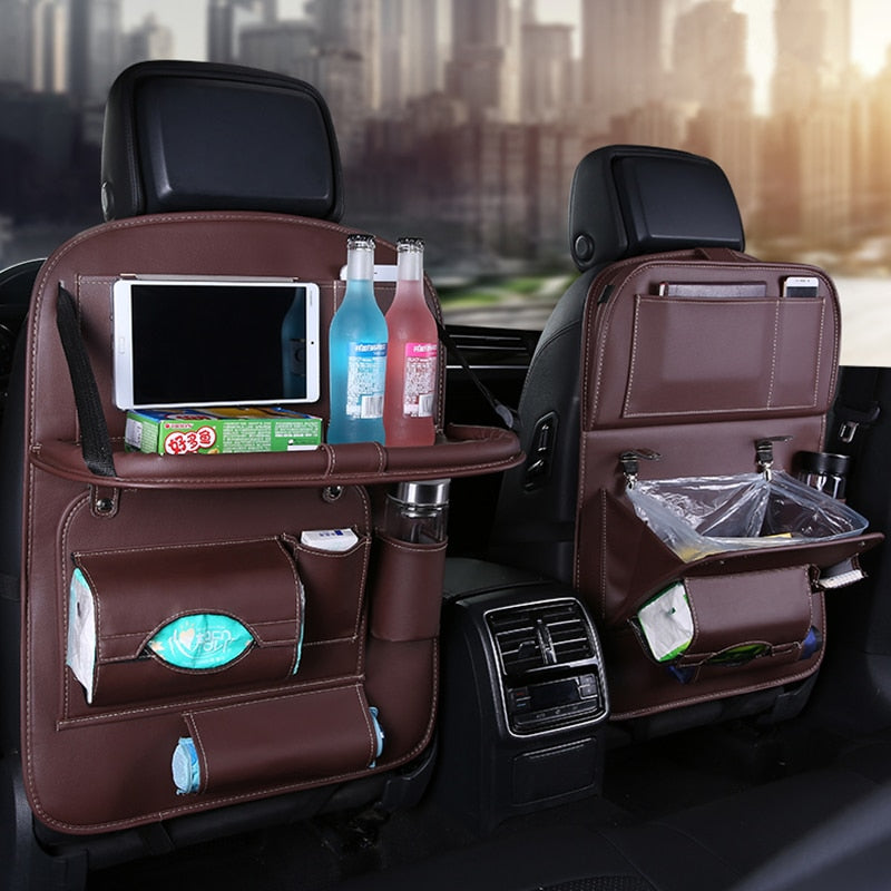 Leather Car Back Seat Table Organizer