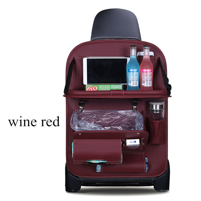 Leather Car Back Seat Table Organizer