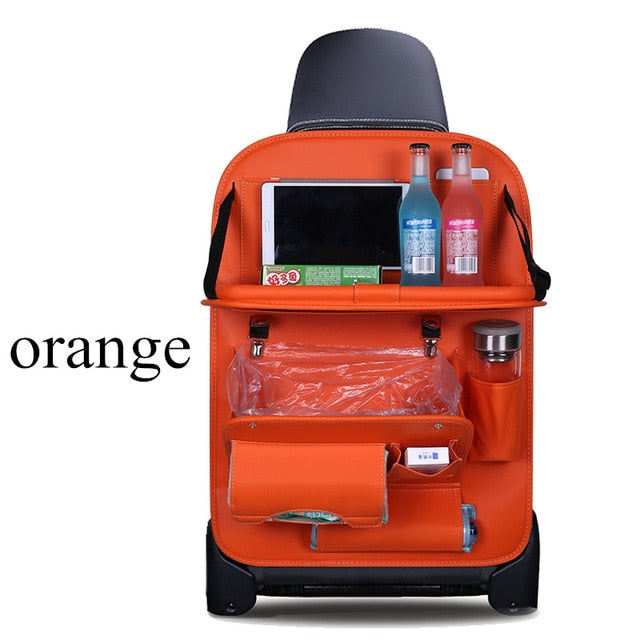 Leather Car Back Seat Table Organizer