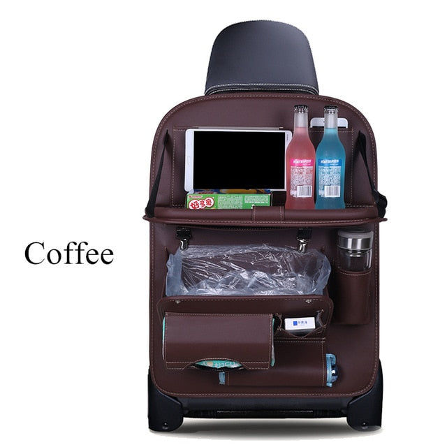 Leather Car Back Seat Table Organizer