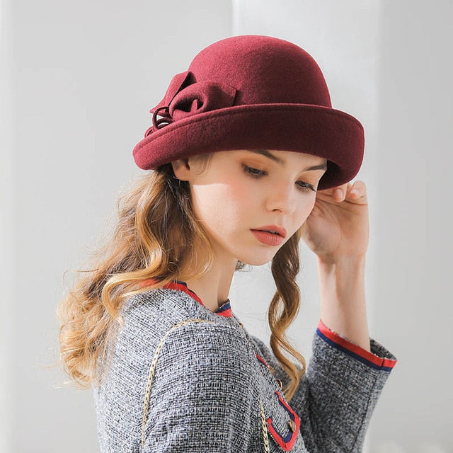 Women Floral Vintage Cloche Bucket Winter Hat