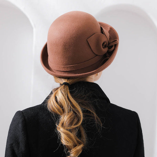 Women Floral Vintage Cloche Bucket Winter Hat