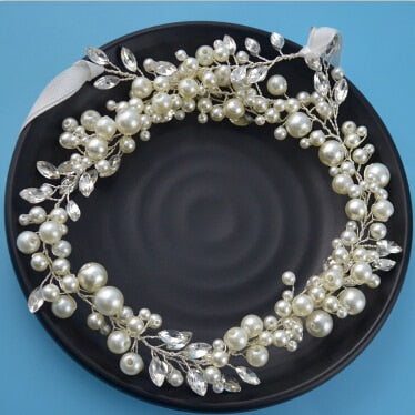 Rose Gold Pearl Crystal Hairband