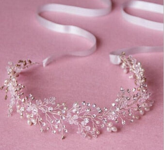 Rose Gold Pearl Crystal Hairband