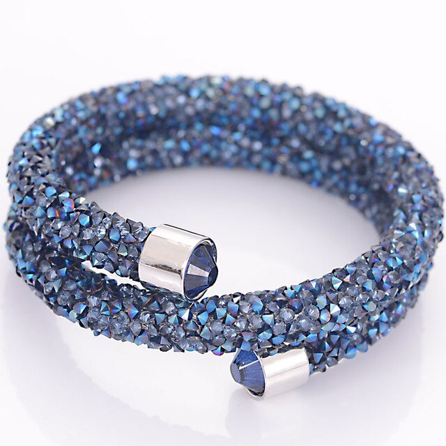 Double Circle Crystal Dust Cuff Bracelet