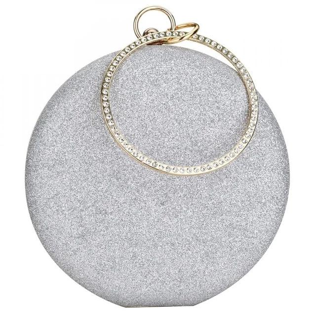Metallic Sparkle Evening Round Clutch Bag