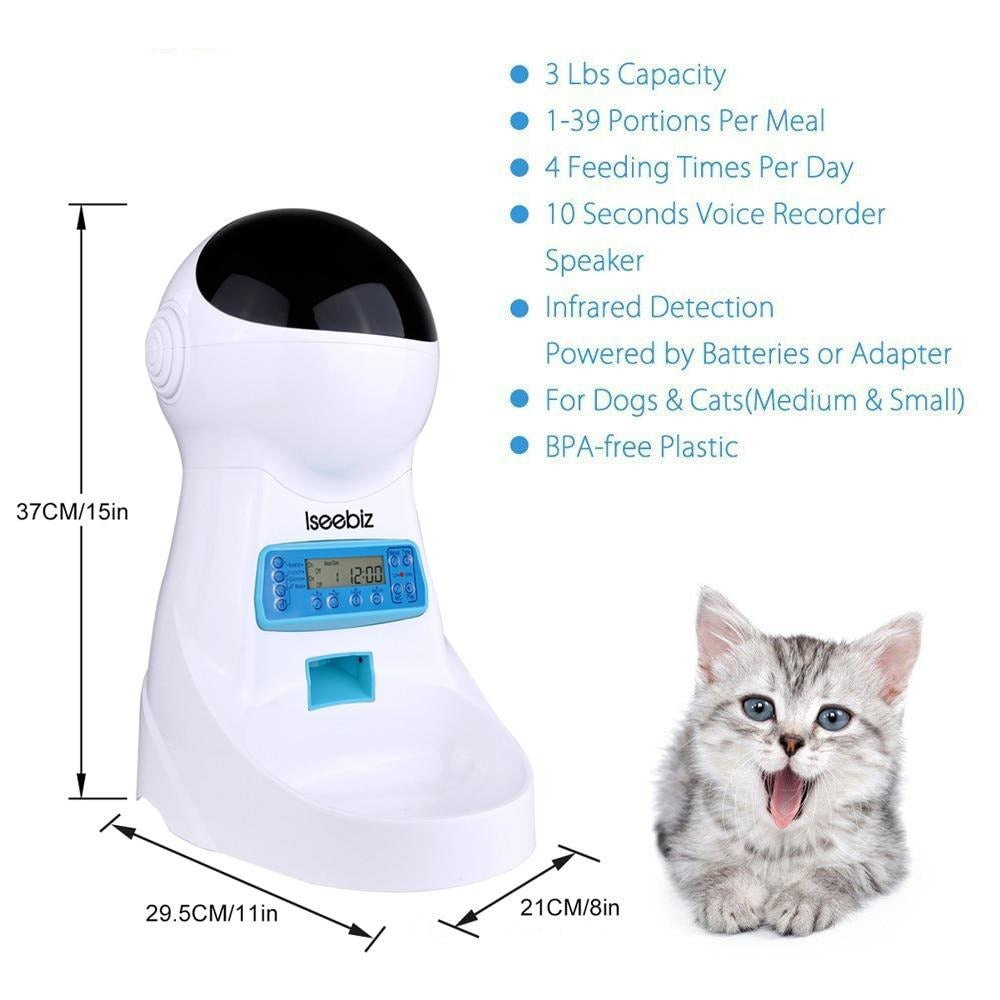 3L Automatic Pet Feeder Dispenser W/ Voice Record Camera