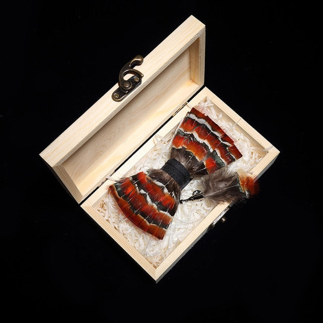 Feather Bowtie Wooden Gift Box Set