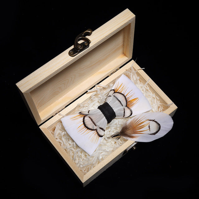 Feather Bowtie Wooden Gift Box Set