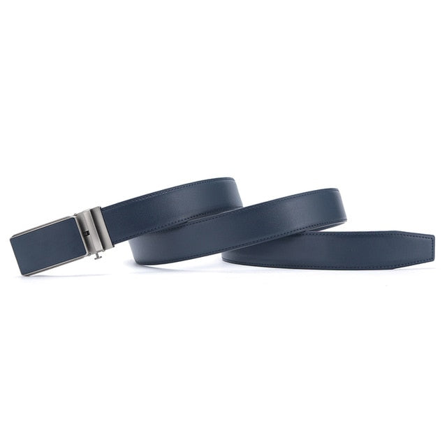 Blue Mens Genuine Luxury Leather Belts Strap