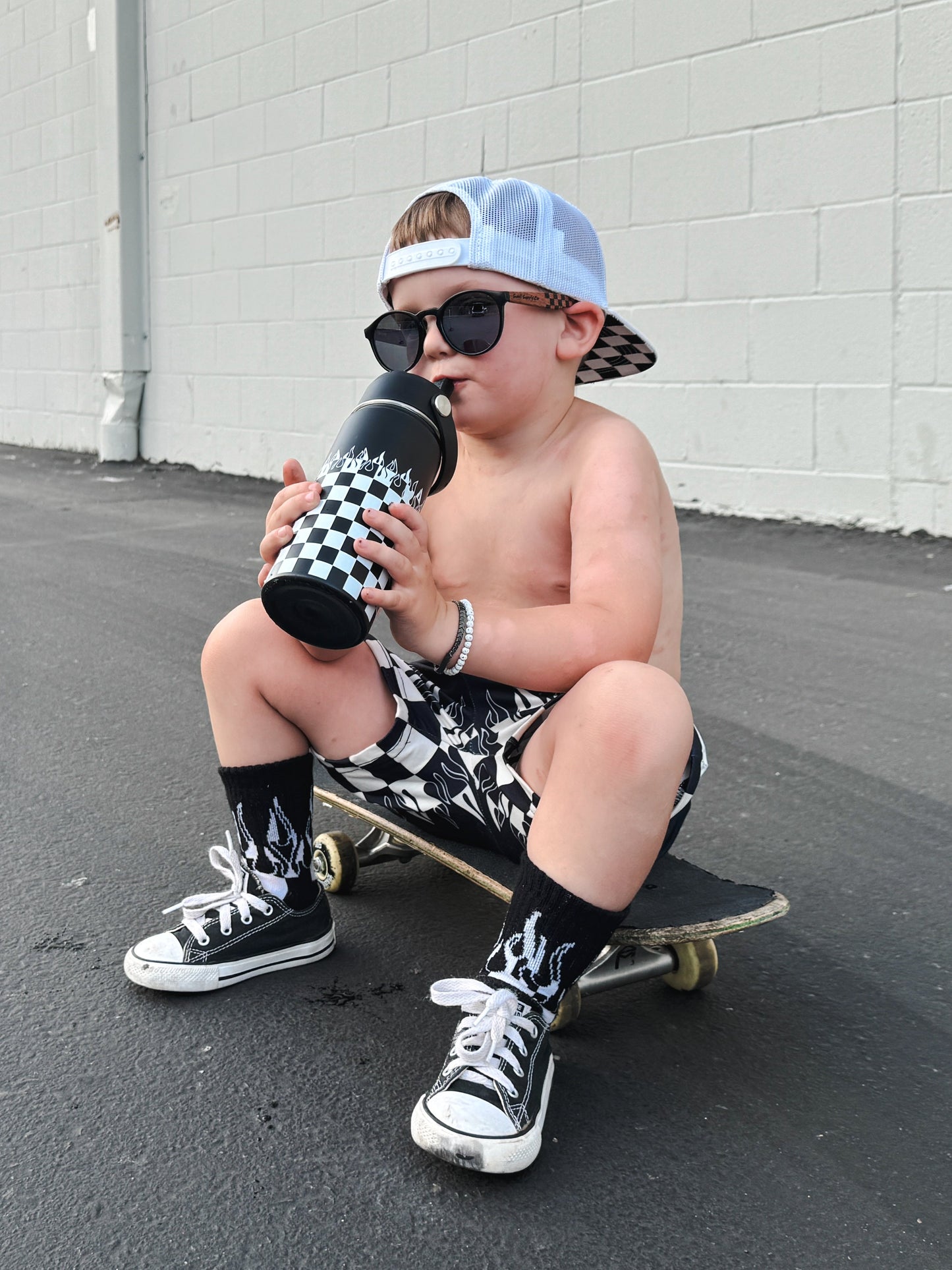 Checker Flame 16 Oz Water Bottle