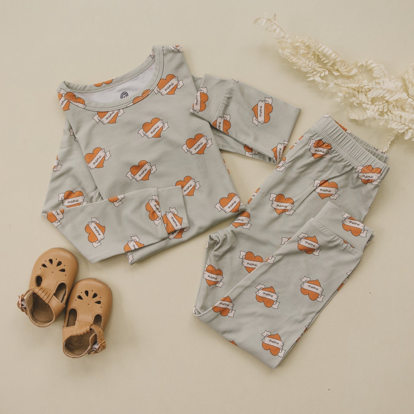 Mama Tattoo Hearts 2pc Bamboo Pajamas